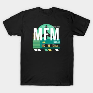 Macau (MFM) Airport // Retro Sunset Baggage Tag T-Shirt